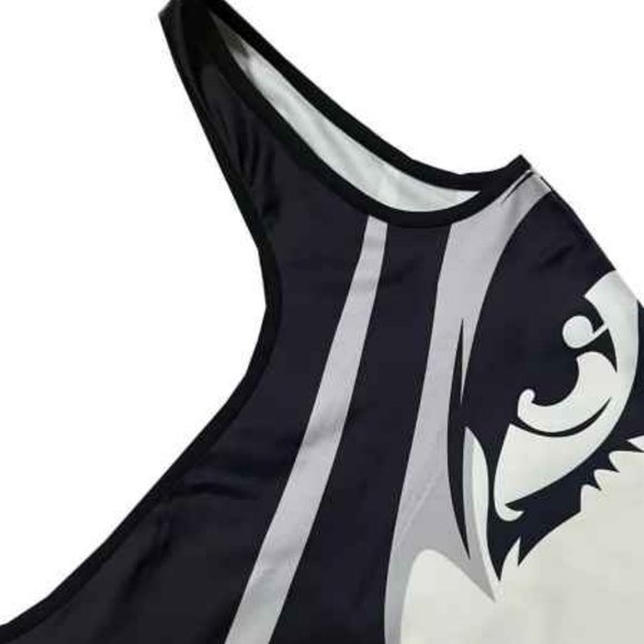 Sexy Sleeveless Bodycon Dress Size Large 8/10 Face Print Pattern Black & White - Picture 6 of 6